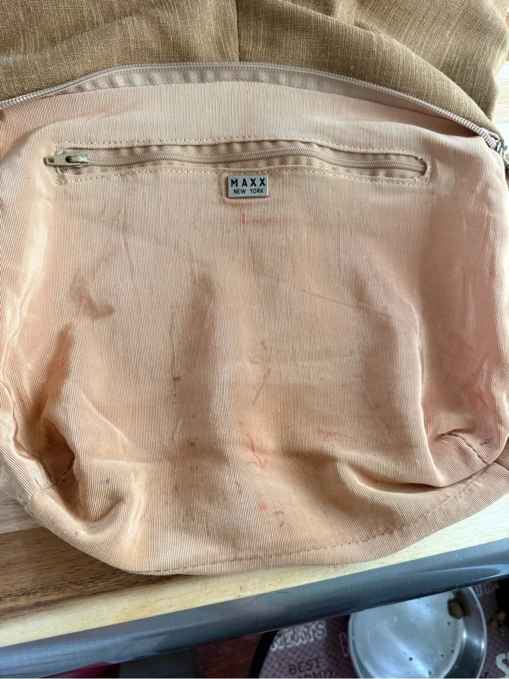 Maxx New York Tan Hobo Bag with Brown Accent